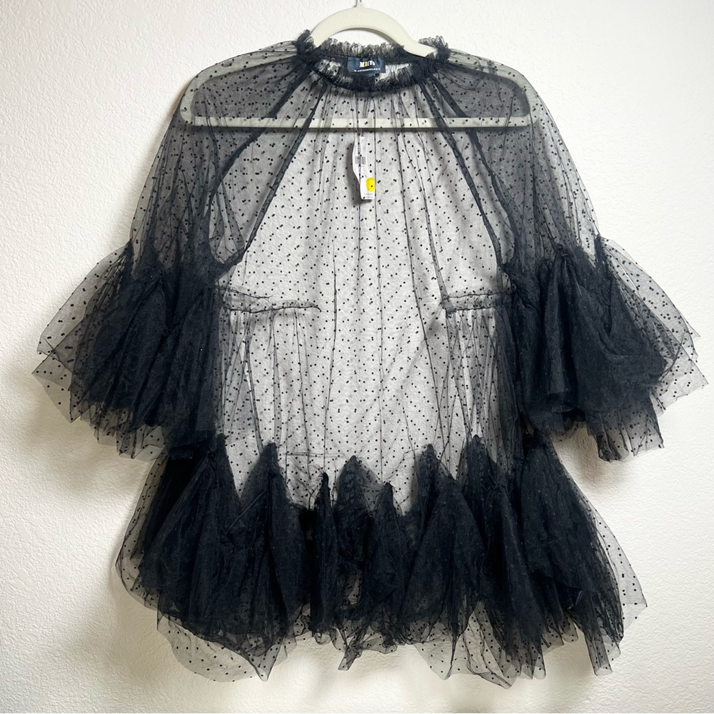 Sexy Anthropologie Maeve lace polkadot ruffle layering top